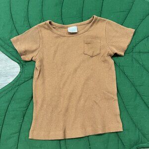 Mebie Baby 2T Brown Ribbed Pocket Tee Organic Cotton